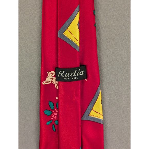 Rudia Hand Made Neck-Tie Christmas Vintage Santa Clause Red Classic Holiday - Picture 2 of 6
